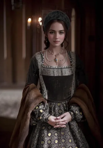 Vista 4 de PROCOS Tudor - Capucha francesa para accesorios de disfraz de Anne Bolena negro (A-Black1)