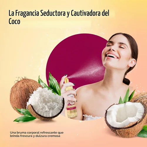 Vista 3 de Lujosa bruma corporal de coco con fragancia fina, regalos perfumados de lujo cálidos y acogedores para mujeres, botella de spray de bruma fina de 8
