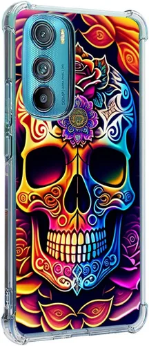 Vista 7 de Funda para Motorola Edge 2022, diseño de flores de mariposa azul, rosa, protección contra caídas, a prueba de golpes, funda protectora de cuerpo