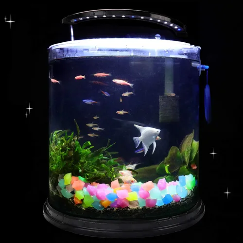 Vista 6 de Oubest Decoraciones de pecera, rocas que brillan en la oscuridad, piedras de acuario, peces, tortuga, guijarros, grava, rocas de jardín, 300