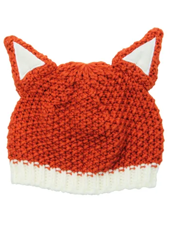 Vista 3 de Gorro Tejido Naranja con Orejas de Zorro Multicolor