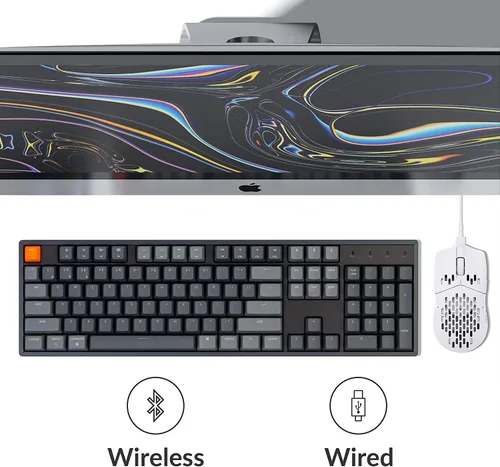 Vista 4 de Keychron Teclado mecánico K10 de tamaño completo RGB intercambiable en caliente para Mac Windows, multitarea con Bluetooth de 104 teclas