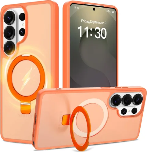 Vista 15 de Funda con soporte ultra magnético para iPhone 15 Pro [protección militar contra caídas] [compatible con MagSafe] a prueba de golpes, translúcida