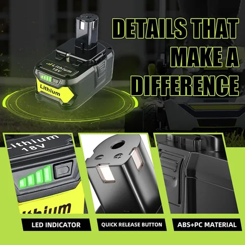Vista 3 de Paquete de 2 baterías de repuesto de 7.0Ah P108 para Ryobi 18V y cargador Combo P117 compatible con baterías Ryobi P100 P102 P103 P104 P105 P106