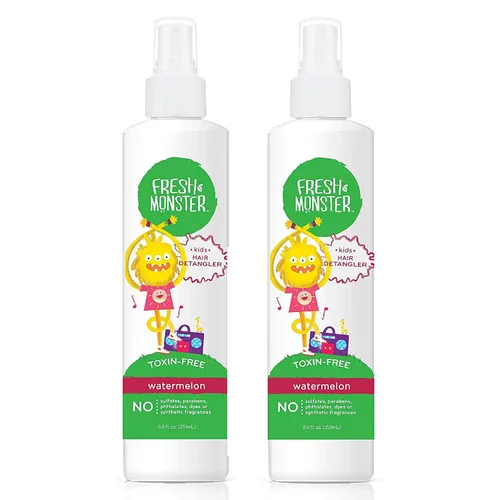 Vista 8 de Fresh Monster Spray desenredante para niños, sin toxinas, hipoalergénico y natural, spray acondicionador para el cabello para niños, coco