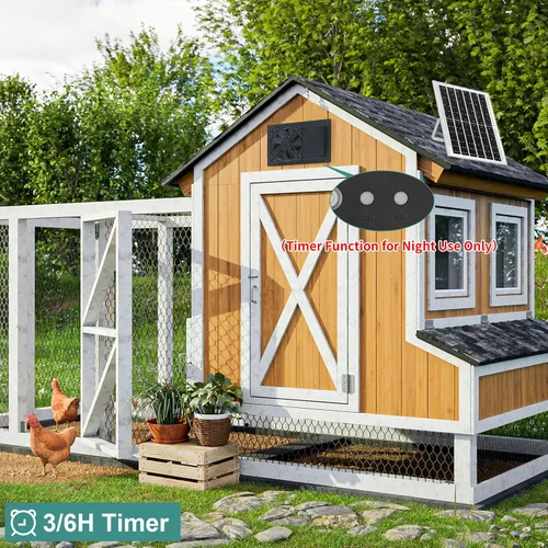 Vista 9 de Ventilador solar para gallinero con cable de 16.4 pies, temporizador de 3/6