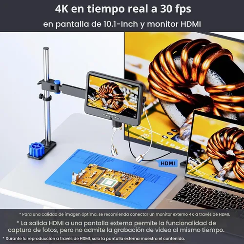 Vista 6 de Andonstar AD208S-FA 4K HDMI Microscopio digital para soldar pantalla de 10,1