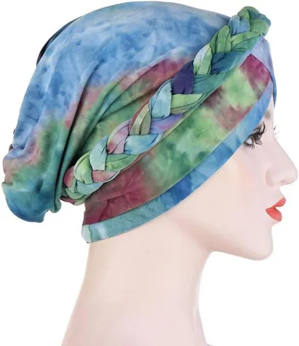 Vista 4 de Turbante trenzado bonito gorro impreso