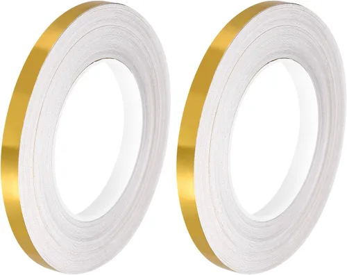 Vista 13 de uxcell 2 calcomanías autoadhesivas de papel de aluminio de 0.2 pulgadas x 164 pies para decoración de huecos, tira de cinta adhesiva impermeable