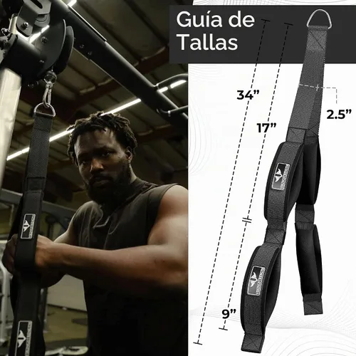 Vista 5 de VIKINGSTRENGTH Accesorio patentado de cable de cuerda de tríceps – Longitud mejorada para un máximo compromiso muscular – Cómodo agarre