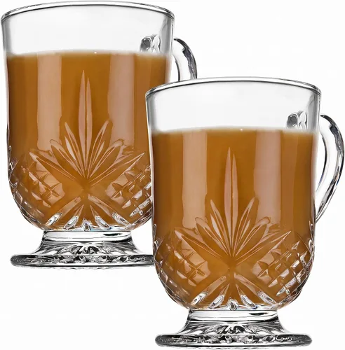 Vista 3 de Tazas de café Godinger, vasos de vidrio para té o agua caliente, colección Dublín, juego de 4, 10 onzas líquidas