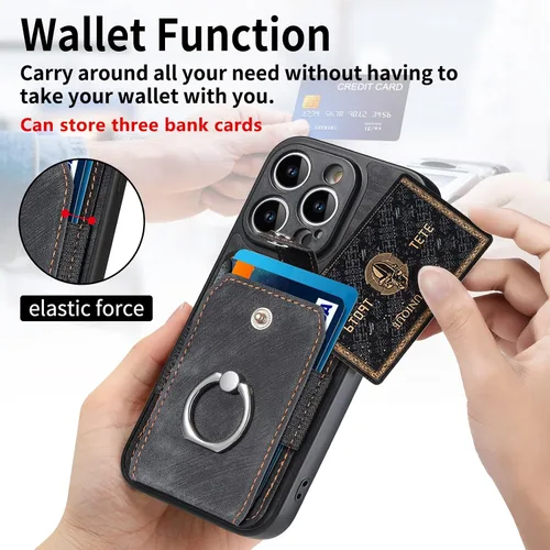 Vista 3 de Asuwish Funda de teléfono para iPhone 13 Pro Max 2021 de 6.7 pulgadas con protector de pantalla de vidrio templado y soporte de tarjeta de anillo