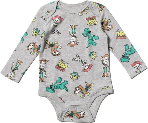 Vista 4 de Disney Pixar Toy Story Woody Jessie Buzz Lightyear Baby - Paquete de 4 mamelucos de peluche para recién nacidos a bebés