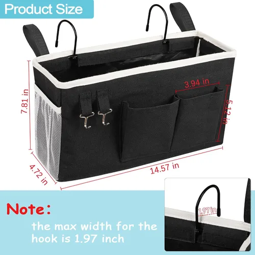 Vista 3 de Loghot Organizador Colgante de Mesita de Noche/Bolsa de Almacenamiento de Mesita de Noche para Literas y Camas de Hospital, Rieles de Cama