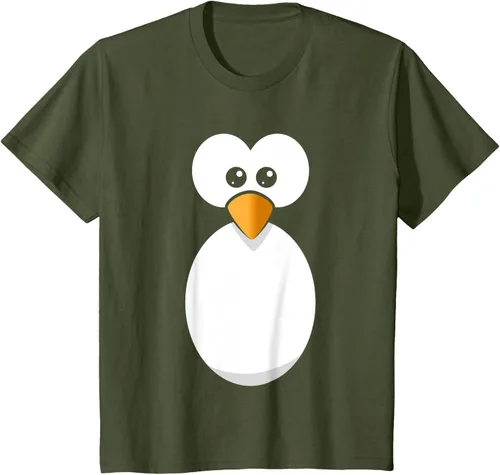 Vista 10 de Camiseta divertida con diseño de cara de pingüino o disfraz fácil, color negro, talla S