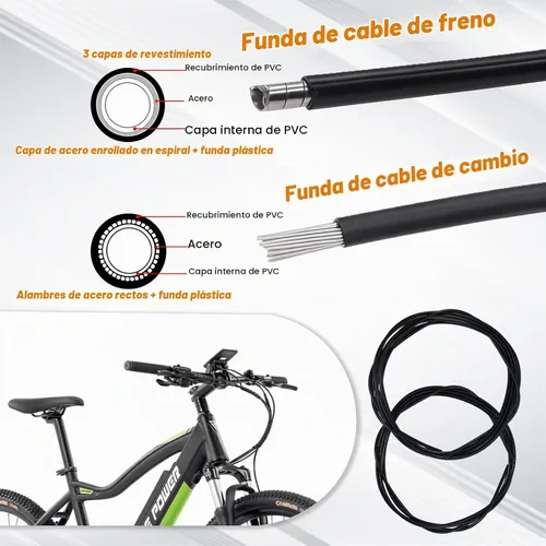 Vista 2 de Cortador de alambre de acero inoxidable, kit de carcasa de cable de cambio y freno de bicicleta, línea de transmisión de bicicleta estándar
