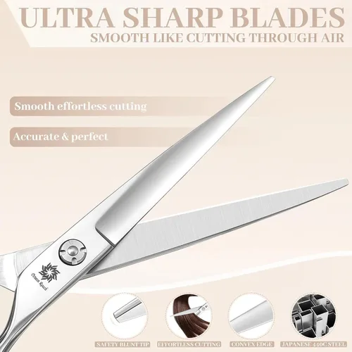 Vista 4 de Dream Reach Tijeras de corte de pelo, tijeras profesionales de peluquería, 6.0 pulgadas, tijeras regulares para peluquería, borde de afeitar, corte