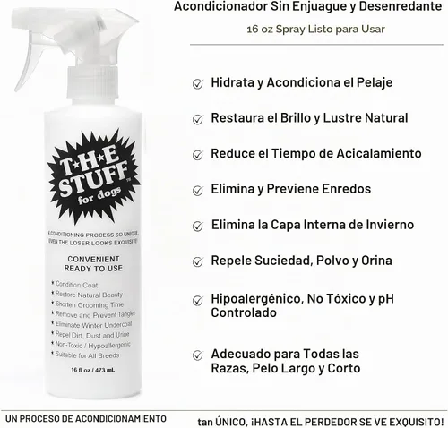 Vista 3 de The Stuff Acondicionador y desenredante en aerosol para perros sin enjuague 16 onzas listo para usar Solución perfecta para controlar el pelo