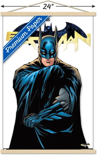 Vista 3 de Trends International DC Comics - Póster de pared con marco magnético de Batman Juego de perchas de madera de haya y impresión de alta calidad