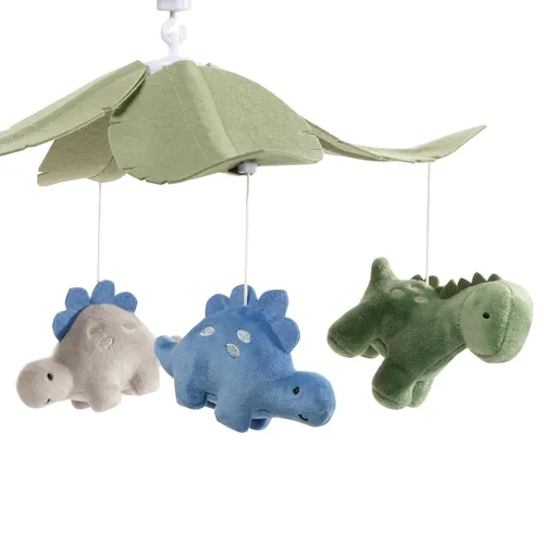 Vista 4 de Lambs & Ivy Dino-Might Multicolor Dinosaurio Musical Baby Cuna Móvil Chupete Juguete