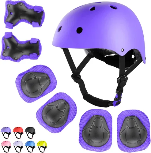 Vista 9 de WayEee Juego de casco de bicicleta para niños, rodilleras, equipo de protección ajustable, 3-14 años