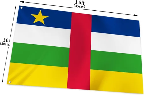 Vista 4 de YongFoto Bandera de la República Centroafricana de 1 x 1.5 pies para celebraciones al aire libre, hogar, jardín, porche, decoración de fiesta
