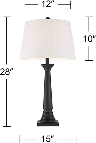 Vista 4 de 360 Lighting Dolbey - Juego de 2 lámparas de mesa rústicas de granja de 28 pulgadas de alto, columna cónica de bronce profundo, pantalla de tambor