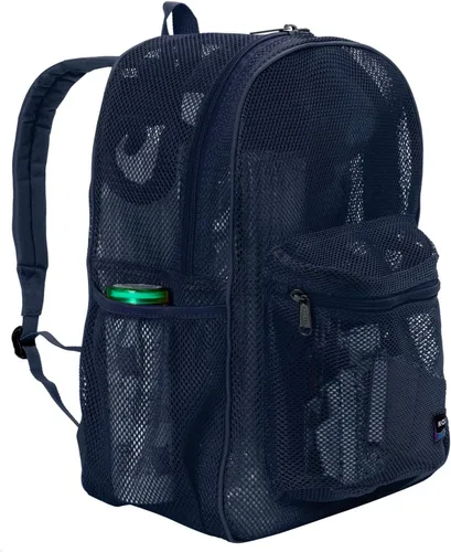 Vista 5 de K-Cliffs Mochila de malla resistente, mochila clásica para estudiantes, bolsa de gimnasio transparente duradera Correas acolchadas, marino