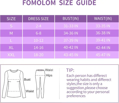 Vista 7 de Ropa interior térmica para mujer color liso ultra suave larga y térmica capa base para mujer