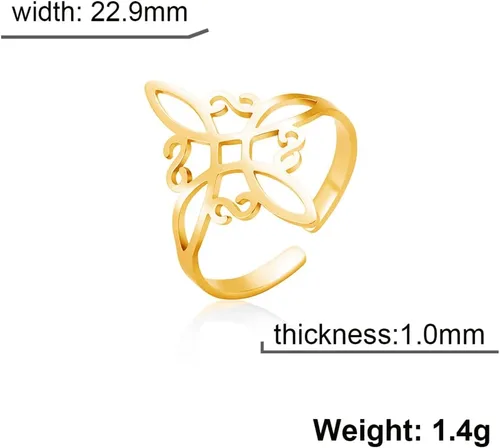 Vista 31 de UNIFT Anillo de nudo de bruja para mujer, de acero inoxidable, estilo geométrico, elegante, elegante, irlandés, nudo celta, ajustable, anillo
