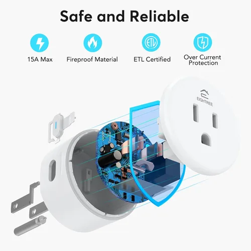 Vista 15 de EIGHTREE Enchufe inteligente, toma WiFi para el hogar inteligente compatible con Alexa y Google Home, enchufe inteligente con control remoto
