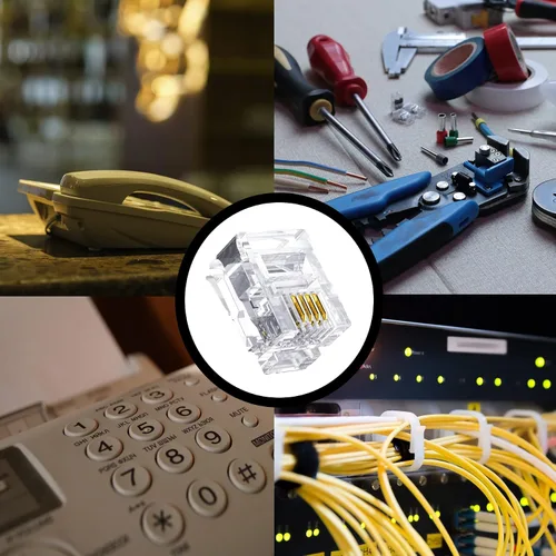 Vista 5 de Conectores RJ11 6P4C Enchufe de teléfono Modular Enchufe Adaptador de Conector de Conector de Cable Teléfono Extremo Crimpado Conector de Cable