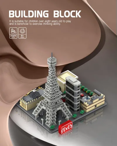 Vista 4 de dOvOb Architecture Paris Skyline Juego de Construcción de Micro Mini Bloques, 2324 Piezas de Ladrillos, Kit de Modelo de Colección de Rompecabezas
