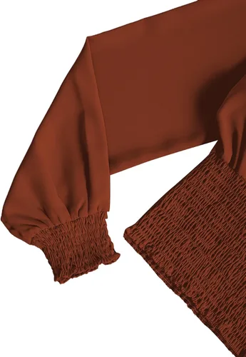 Vista 5 de LYANER Blusa corta de manga larga con cuello en V y volantes para mujer