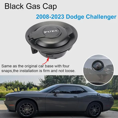 Vista 3 de 68250120AA - Cubierta de tapa de gasolina – Accesorios de puerta de tapa de tanque de combustible negro compatibles con Dodge Challenger 2008-2023