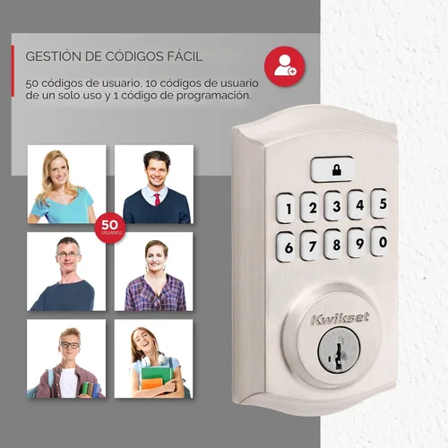 Vista 7 de Kwikset SmartCode 260 Cerradura Electrónica de Entrada sin Llave con Teclado y Pestillo de Seguridad, con Auto-Bloqueo, Códigos de Usuario Níquel