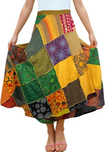 Vista 8 de Agan - Falda larga envolvente bohemia para mujer, falda larga de verano de Multi 1