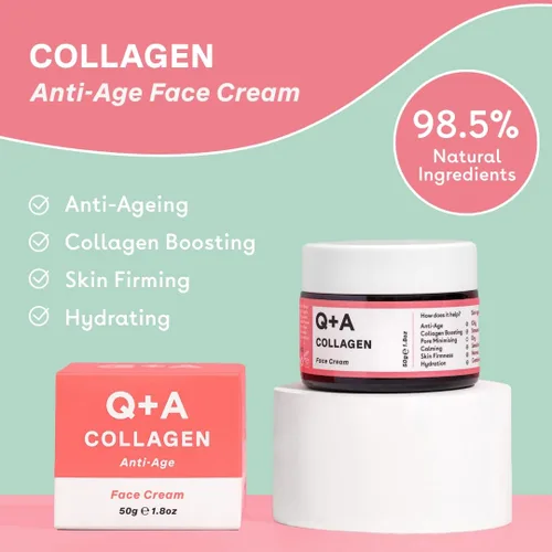 Vista 4 de Q+A Crema facial de colágeno (1.76 onzas), cuidado facial natural antienvejecimiento con colágeno alimentado por plantas, manteca de karité