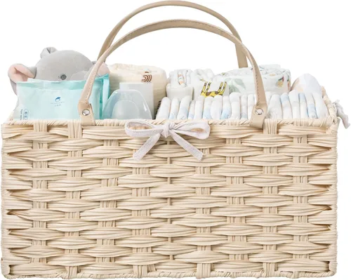 Vista 9 de HBlife Organizador Grande de Pañales para Bebé, Cestas de Almacenamiento de Cuerda de Papel Contenedor de Guardería con Divisor Extraíble