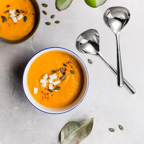 Vista 8 de Cucharas de sopa de acero inoxidable para ramen, juego de 4 cucharas de sopa asiáticas pulidas con espejo (mango corto)