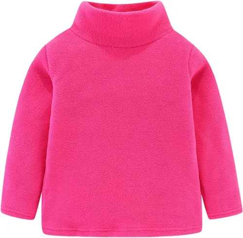 Vista 19 de Mud Kingdom Camisas de forro polar para niños con cuello alto, suaves, unisex Albaricoque