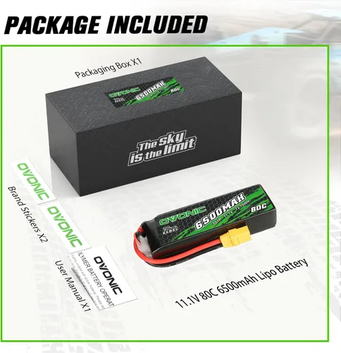 Vista 6 de OVONIC Lipo Batería 80C 6500mah 3S 11.1V Hardcase con XT90 Plug para Arrma Rc batería de coche