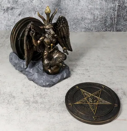 Vista 7 de Ebros Gift Wicca Occult Sabbatic Goat Baphomet - Juego de cuatro azulejos con respaldo de terciopelo, protector de muebles, bar, pub, cocina, acento
