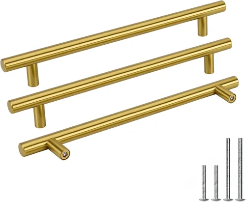 Vista 19 de Goldenwarm Paquete de 15 manijas doradas de 2-1/2 pulgadas, tiradores de gabinete de latón cepillado, manijas doradas para cajones de cocina