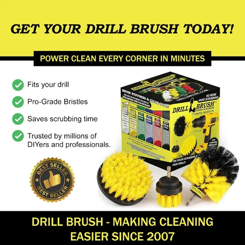 Vista 7 de Drillbrush Juego de Accesorios de Cepillo de Taladro para Limpieza de Baño – Kit de Cepillo Fregador Eléctrico para Bañera, Azulejos, Ducha