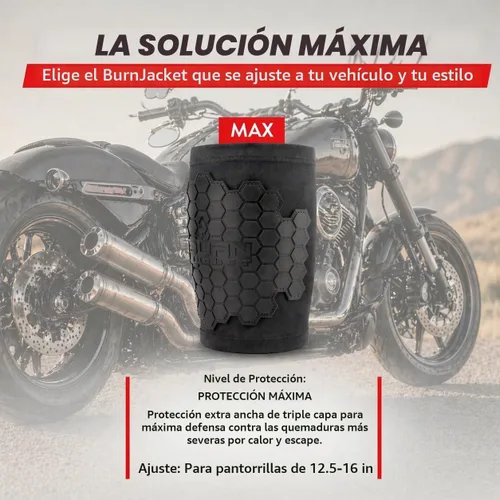 Vista 2 de BurnJacket Max - Funda protectora para tubo de escape de motocicleta contra quemaduras con protección de triple capa, se adapta a pantorrillas