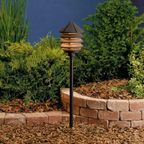Vista 3 de Kichler 15005BKT Seis Groove Path & Spread 1-Light 12V, negro texturizado