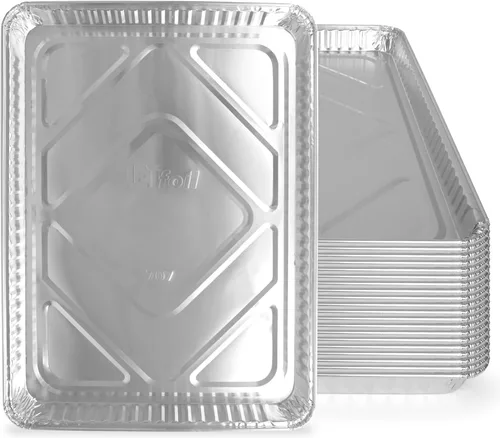 Vista 12 de PLASTICPRO Bandejas de Aluminio Paquete de 5 Bandejas Desechables para Galletas 9'' x 13'' Bandejas para Hornear de Calidad Premium Extra