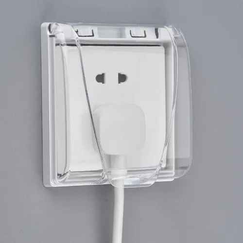 Vista 4 de 4 unids caja 86 cubierta de interruptor Conjoined Socket Case Protector de pared Socket Cover Socket Protective Case Wall Plug Covers Wall Cover