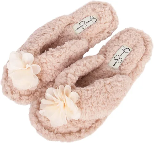 Vista 5 de Jessica Simpson - Pantuflas de espuma viscoelástica, afelpadas, para mujer, con suela antideslizante